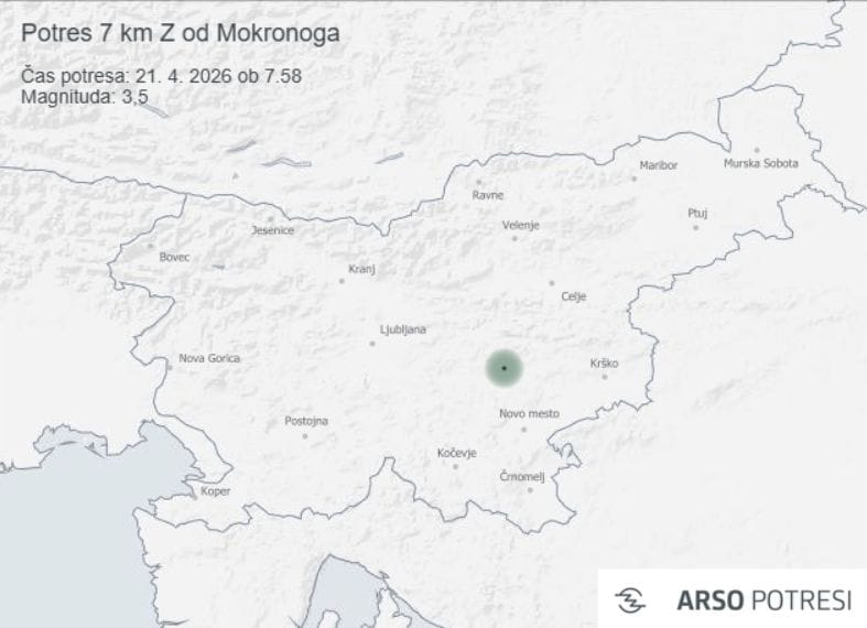 Mokronog in (širšo) okolico malo pred 8. uro zjutraj streslo