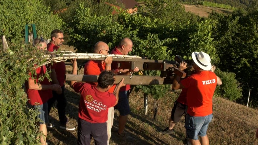 Postavitev klopotca Društva vinogradnikov Sremič